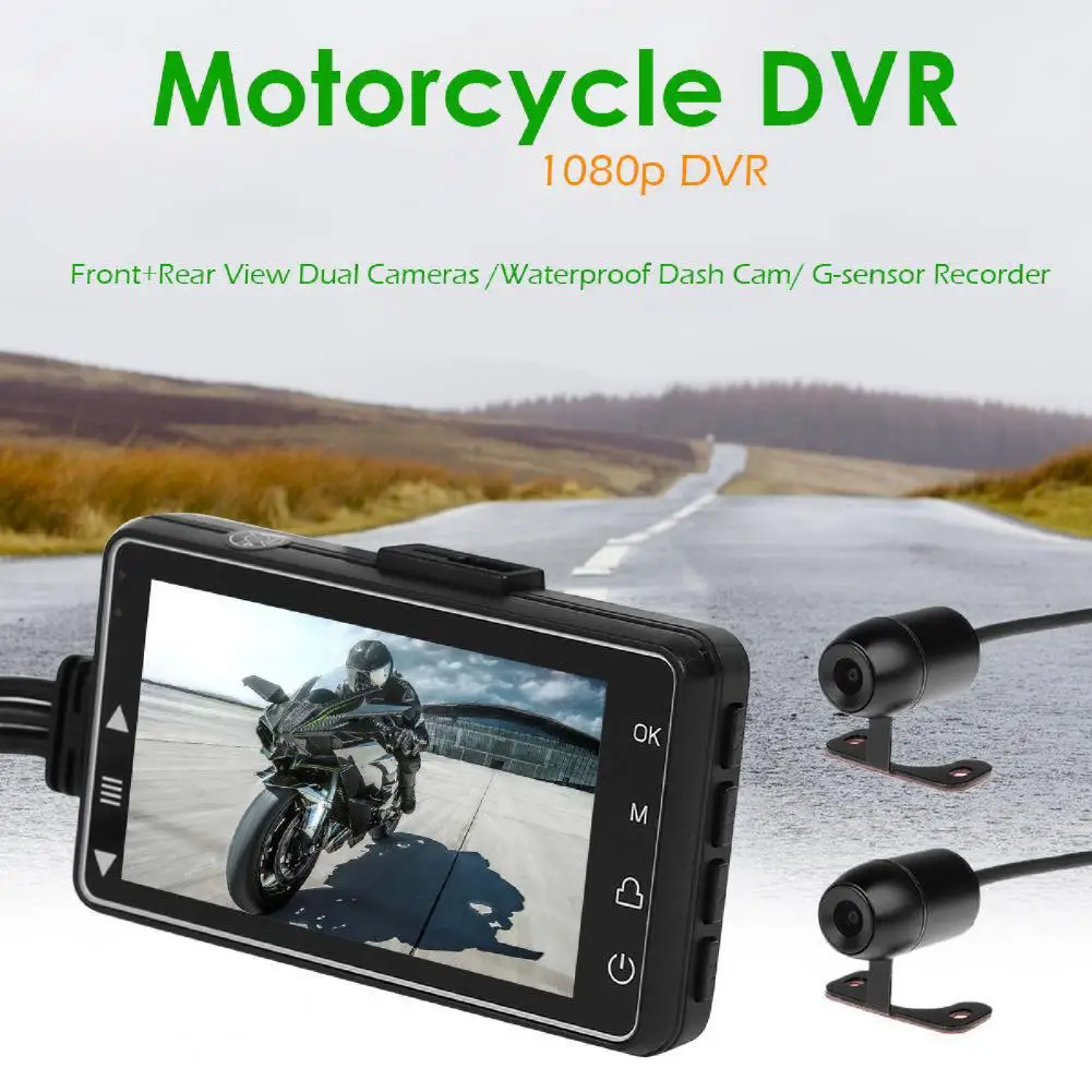 Driving Recorder Compact Loop Recording 720P Rearview Mirror Dash Cam Wide Angle Viewing ABS Dashcam for Motorcycle