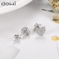 dowi 8mm black classic cubic zirconia lovely heart stud earrings for women girls fashion jewelry cute shiny small earring gifts