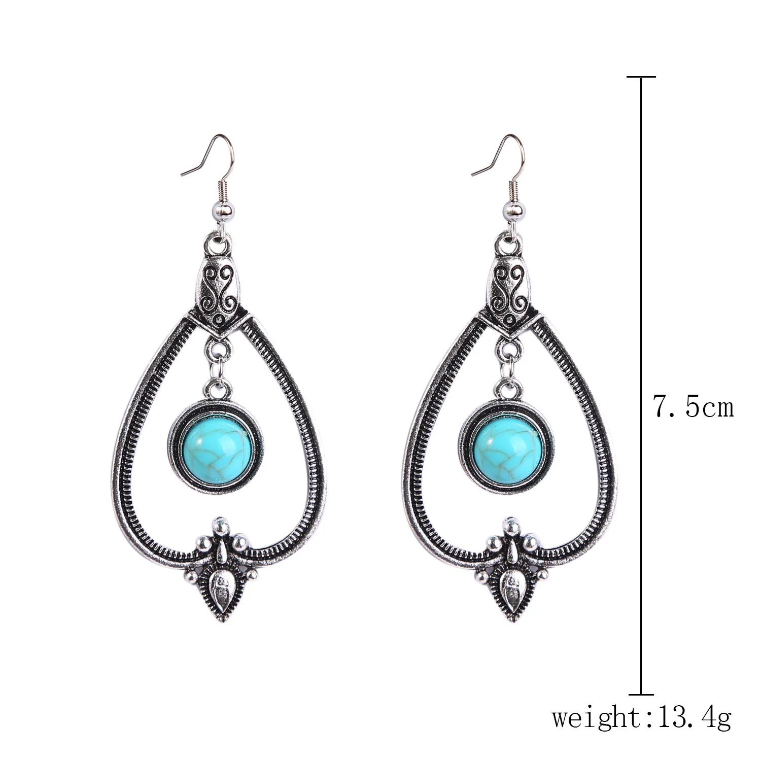 Ethnic style earrings European and American turquoise retro national style earrings set Bohemian earrings