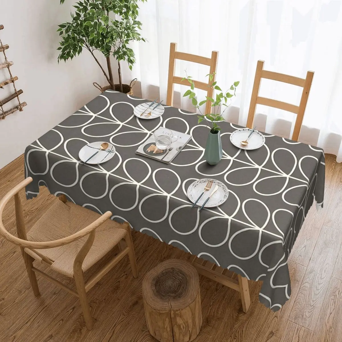 

Rectangular Fitted Scandinavian Multi Stem Orla Kiely Table Cloth Oilproof Tablecloth Outdoor 45"-50" Table Cover