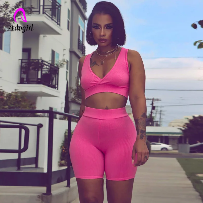 

Fitness Shorts Jogger Set for Women Solid Sleeveless Sporty Vest Skinny Biker Shorts 2022 Summer Workout Sweat Suit Tracksuits