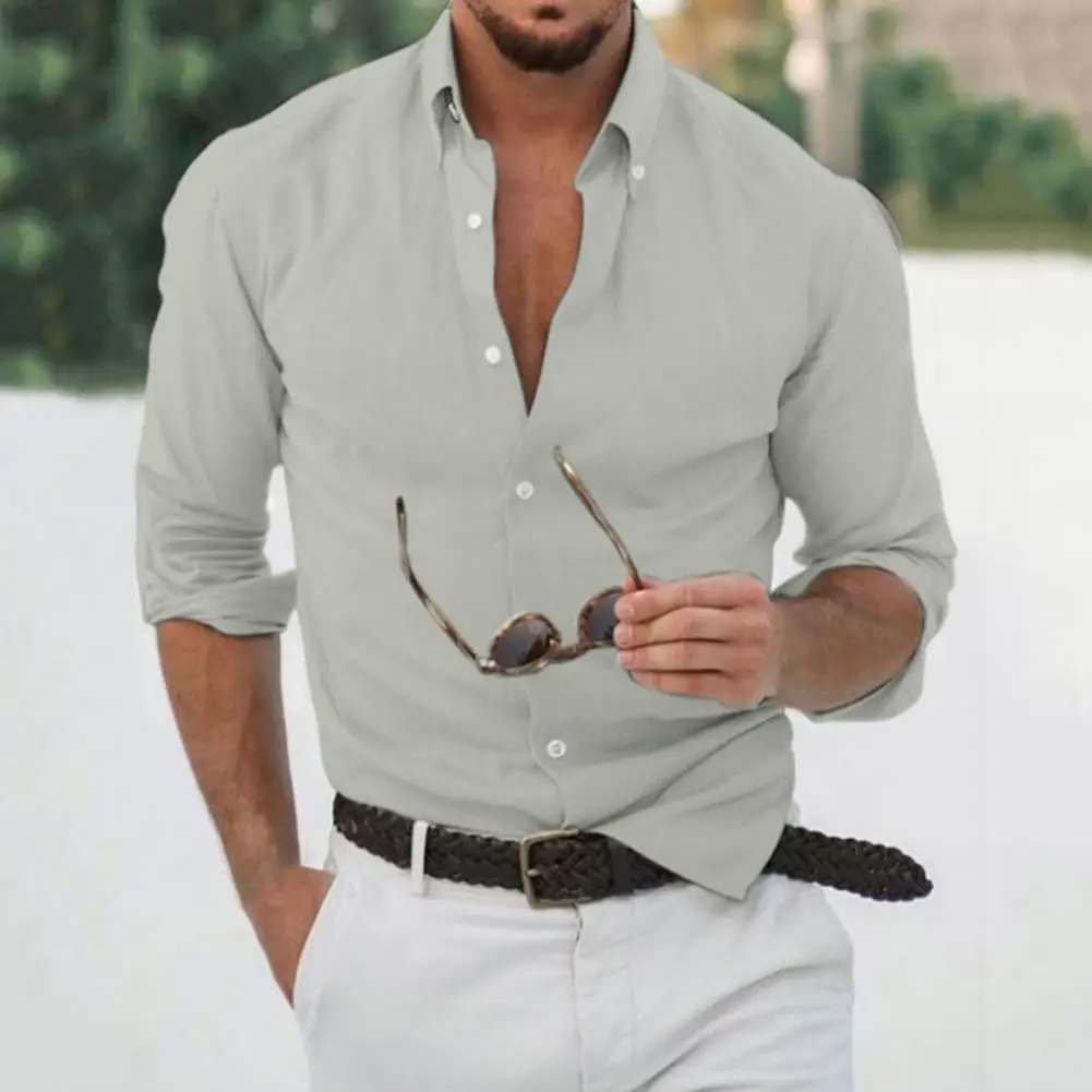 

Long Sleeve Chic Easy to Match Wear-resistant Autumn Shirt Gentle Shirt Breathable Male Garment