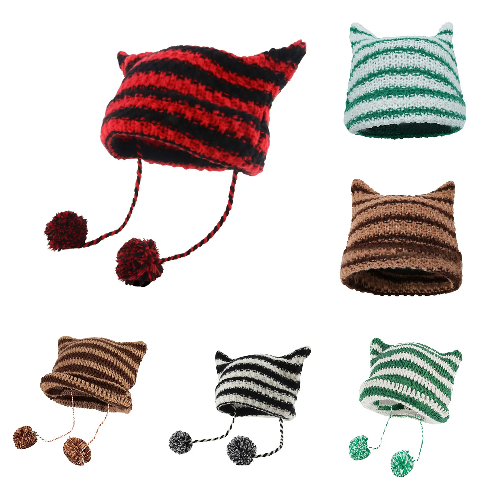 Y2K японская дизайнерская шерстяная шапка-бини ручной работы с пентаграммой