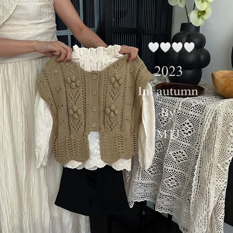 Bardibess весна-осень 2024 стиль Ins детская одежда для девочек кружевная блузка с