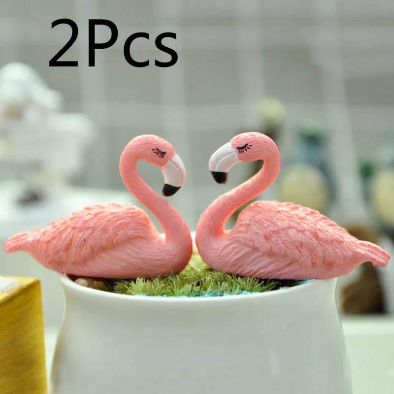 

2Pcs/Pair DIY Micro Flamingo Figurine Miniature Cute Animals Ornaments Fairy Craft Garden Home Decoration Home Decor