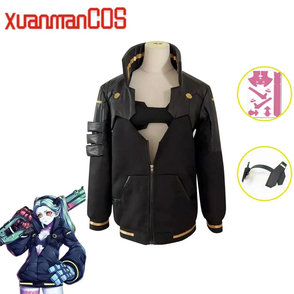 

Edgerunners Rebecca Cosplay Costume Halloween Blue Long Wig Carinval Halloween Carnival Women Black Sexy Suit