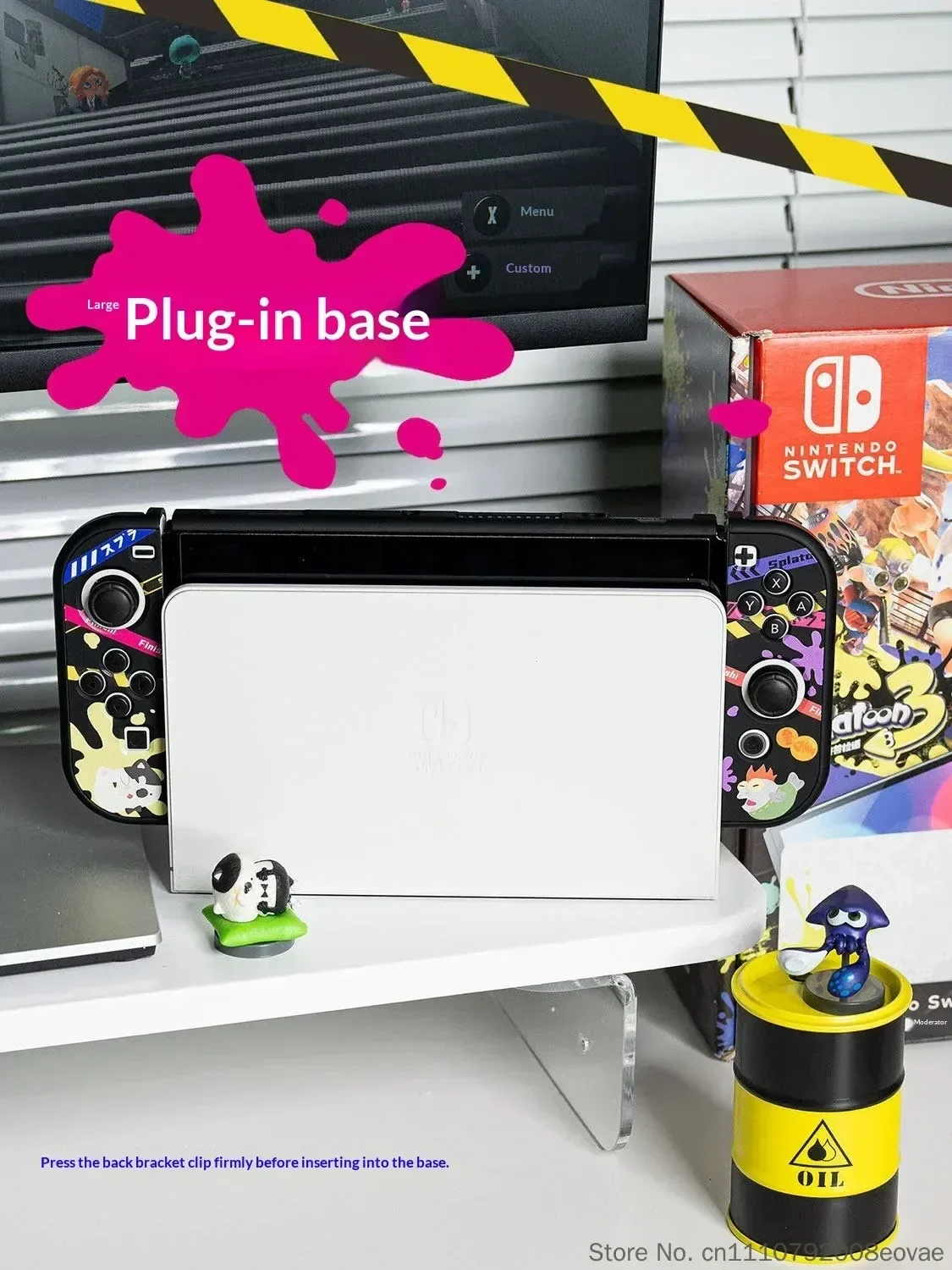 Фото Защитный чехол для Switch 2 Oled, жесткий чехол, совместимый с док-станцией Splatoon 3, противоударный защитный чехол с защитой от царапин для взрослых геймеров №4