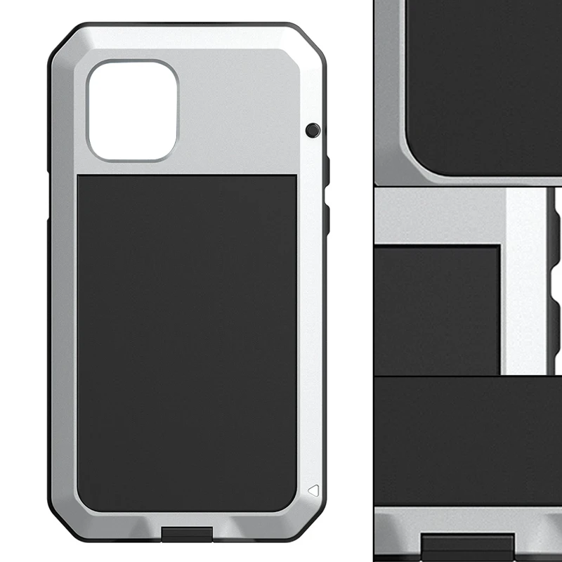 

Чехол для телефона с тройной защитой, водонепроницаемый пыленепроницаемый и ударопрочный металлический силиконовый чехол для Iphone12