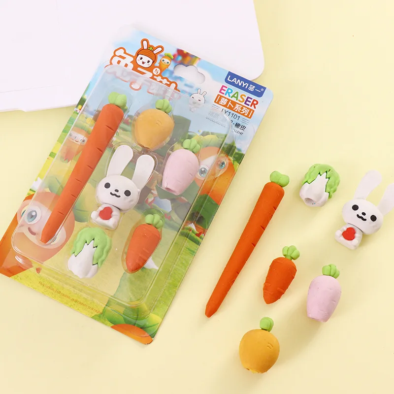 

Ластик кролик и редис моделирование животных набор детских канцелярских принадлежностей Забавный ластик
