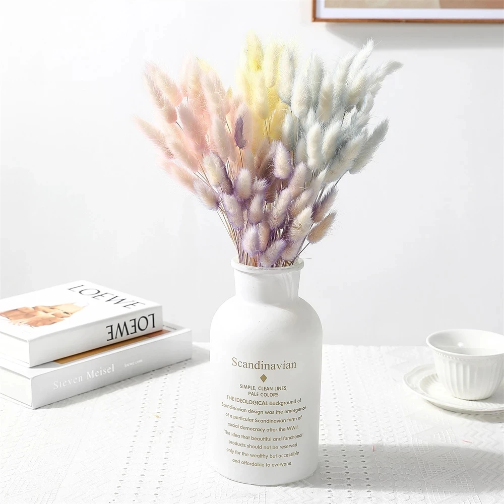 

30Pcs/lot Gradient Lagurus Ovatus Natural Dried Flowers Bouquet Home Wedding Easter Decoration Rabbit Tail Grass Real Flowers