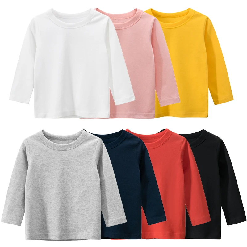 

100% Cotton Long Sleeves Kids T Shirt Boys Girls Toddler Infant Baby Clothing Casual T-Shirts Tops Tees Shirt Child Clothes