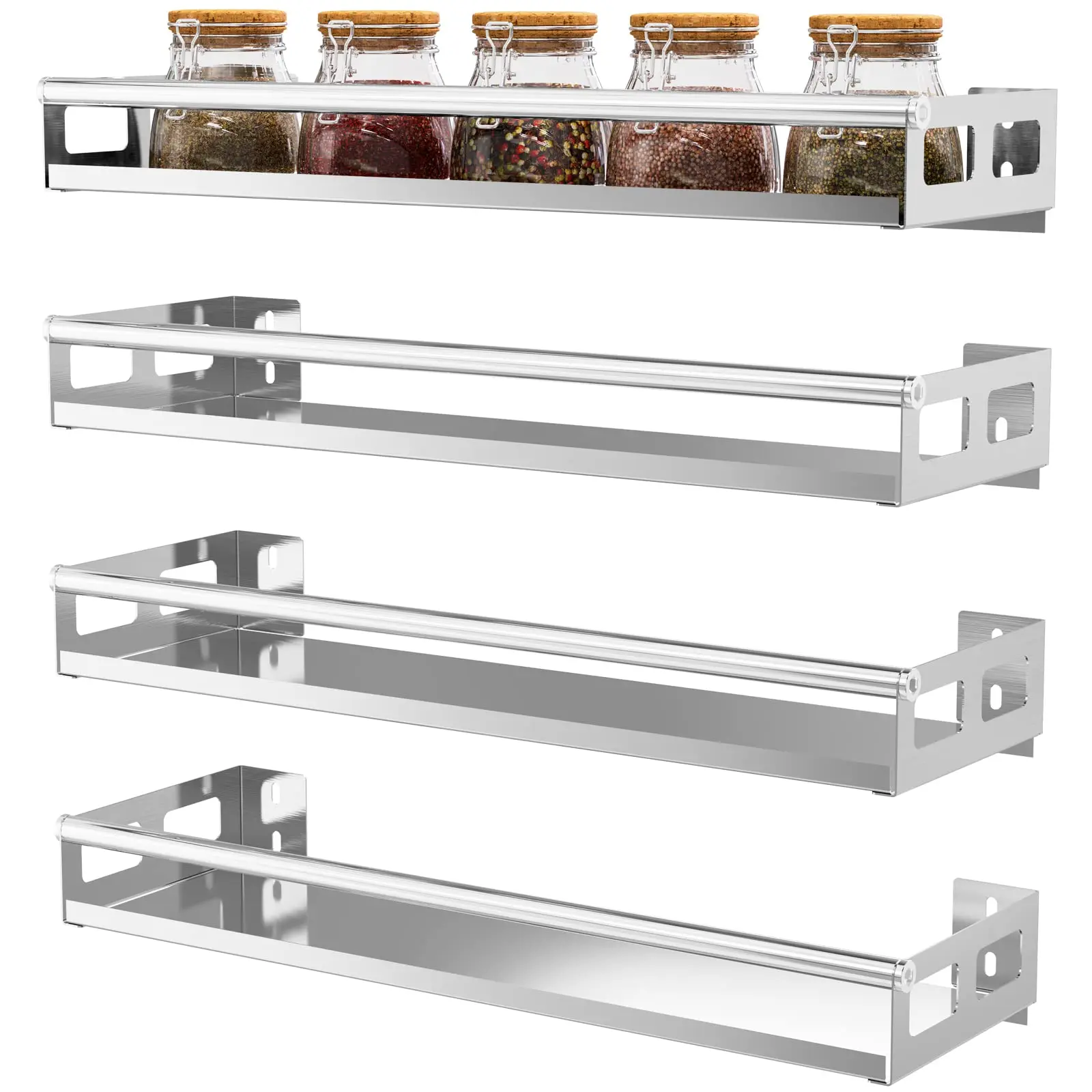 

Spice Rack Wall Mount Kitchen Spice Organizer Storage Shelf Punch-Free Shelves Holder for Kitchen Wall Bathroom Household Items