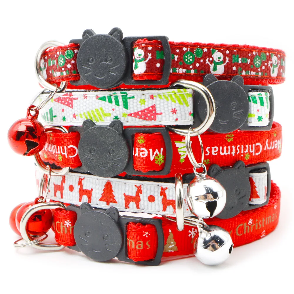

Cat Collar Christmas Neck Ring Dog Leash Hang Tag Accessories Cat Ring Holiday Gift English Snowman Pet Collar