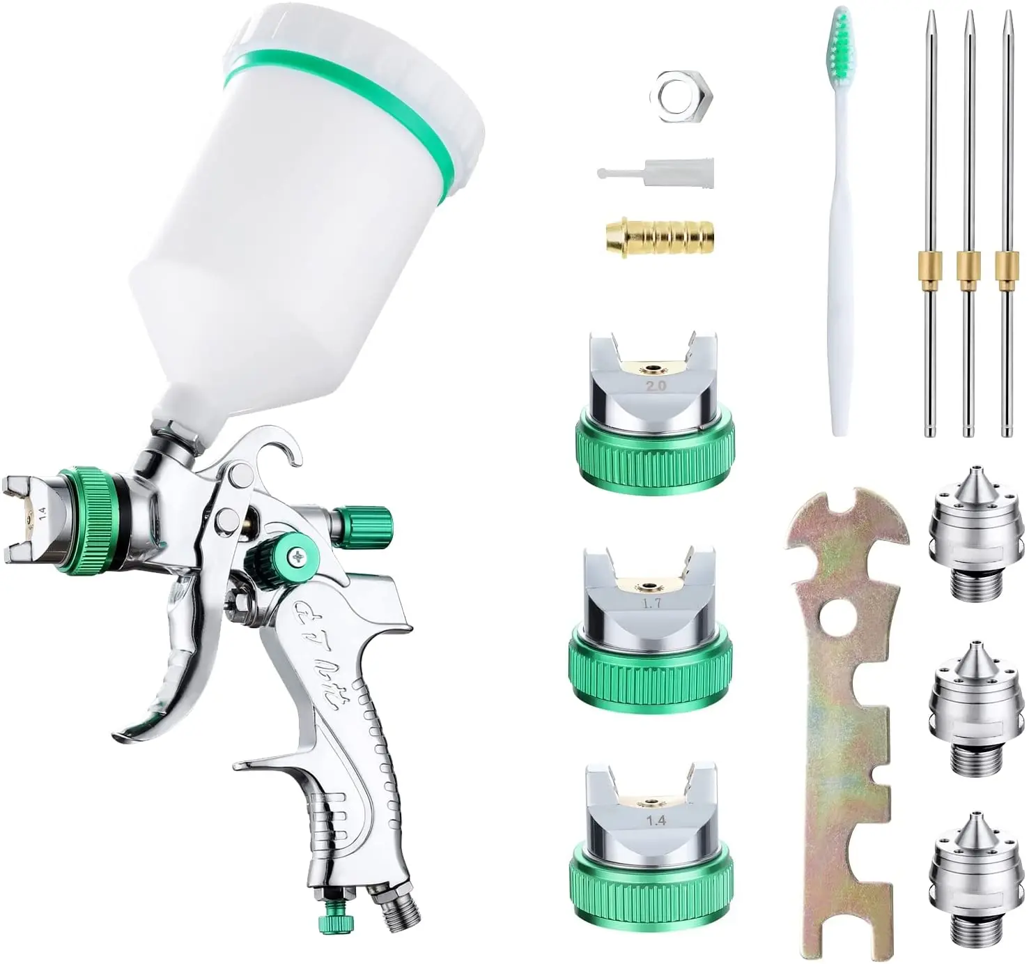 

HVLP Spray Gun Set Car Paint Spray Gun for Car, Fence, Door, Furniture 1.4mm 1.7mm 2.0mm 600cc Cup with 3 Nozzles