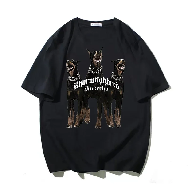 Estate Топ uomo собака добермана T рубашка donna camicie di cotone Hip HopCasual Streetwear модный бренд