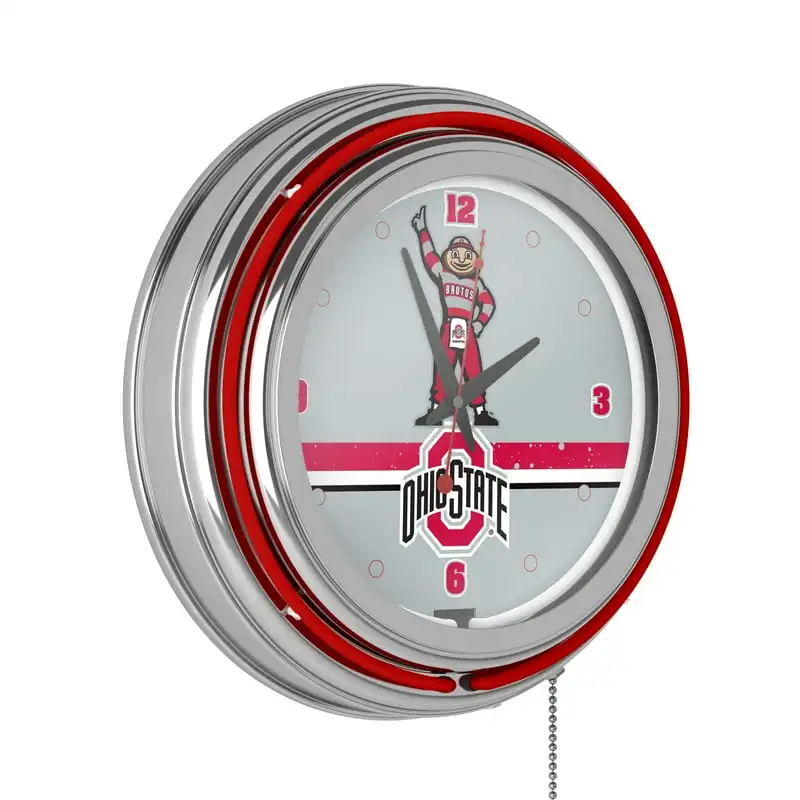 

State Stripe Chrome Double Ring Neon Clock