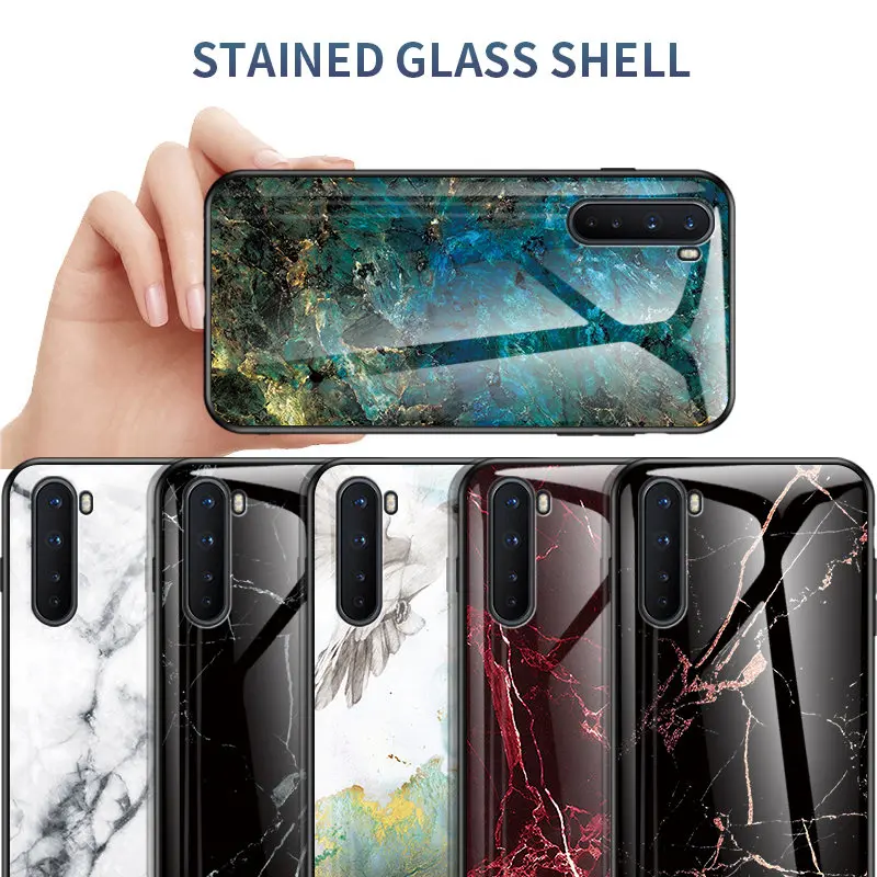 

Oneplus Nord AC2001 AC2003 Case Marble Tempered Glass Back Cover Shockproof Phone Case Soft Bumper for One Plus Nord OneplusNord