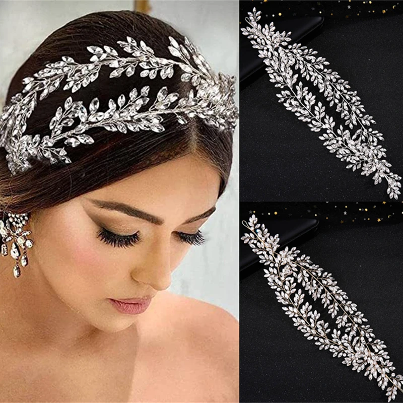 

Luxury Crystal Wedding Bridal Headband Hairband Tiara For Women Bride Party Queen Rhinestone Headband Wedding Hair Accessories