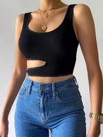 vintage patchwork low neck hole trim cropped tops sashes girl 90s fashion ruffles cami crop top women indie aesthetics tank y2k