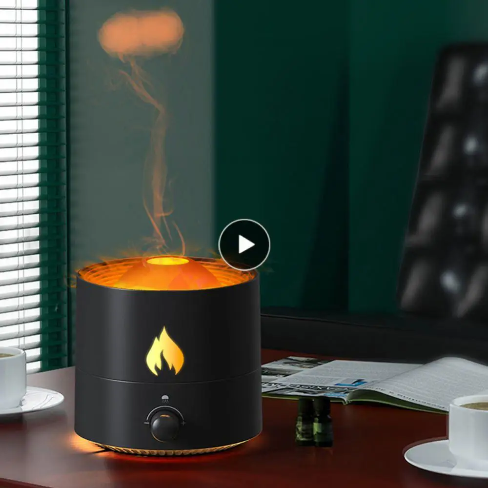 

230g Essential Oil Diffuser 5v Ultrasonic Air Freshener Jellyfish Decompression Simulation Flame Fragrance Machine 40ml Spray