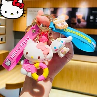 kawaii creative sanrio hello kitty cinnamoroll pom pom purin key ring children doll bag accessories fashion couples toy keychain