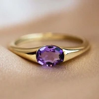 fashion simple purple zircon wedding rings for women classic vintage engagement party gold colour rings 2022 trendy jewelry gift
