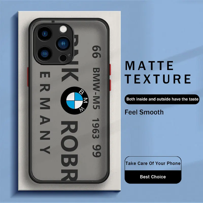 

Armor Shockproof Matte Case For iphone 14 13 12 Mini 11 Pro XR X XS MAX ８７６6S Plus SE2020 SE2022 Bumper Cover BMW License Plate