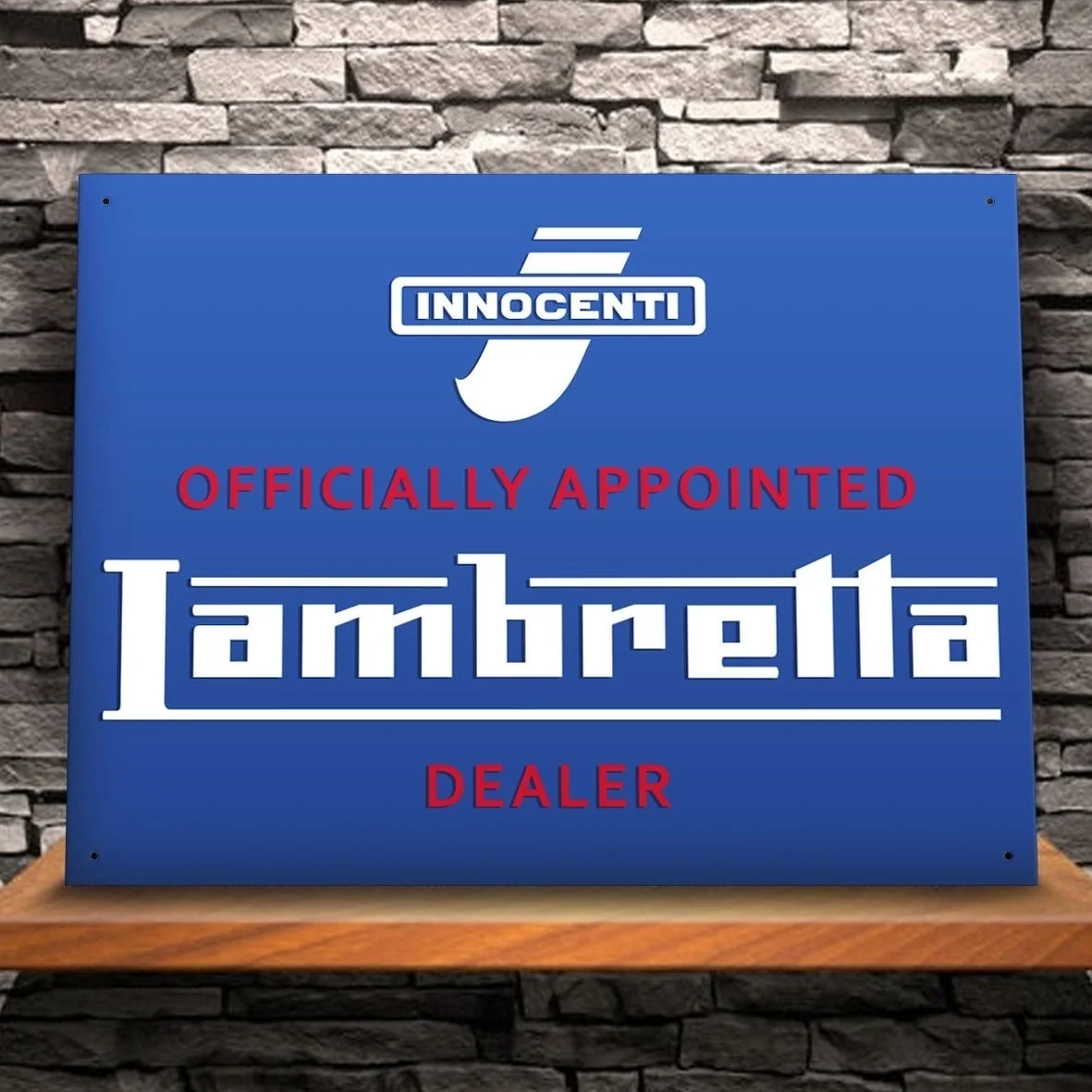 

Large Lambretta 'Official Dealer'' Vintage Alcohol Metal Tin Sign Poster Wall Plaque