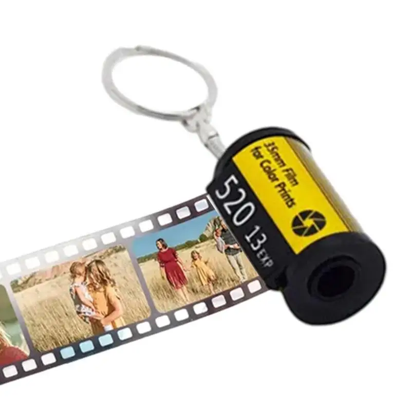 

Photos Film Roll Keychain DIY Photo Text Albums Cover Keyrings Custom Memorial Christmas Days Gift Lover Present Jewelry