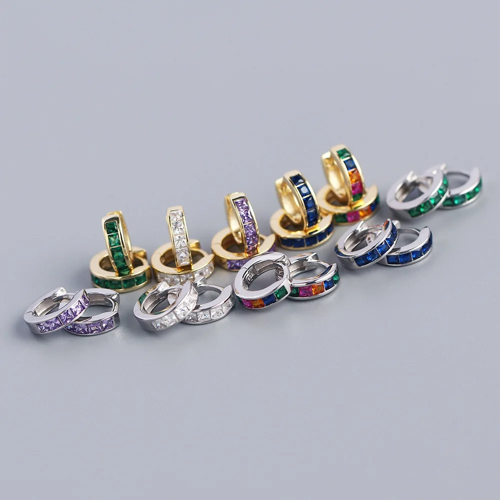 

925 Sterling Silver Circle CZ Zircon Hoop Earrings For Women Bohemian Gold Silver Color Small Round Earrings Jewelry Girl Aretes