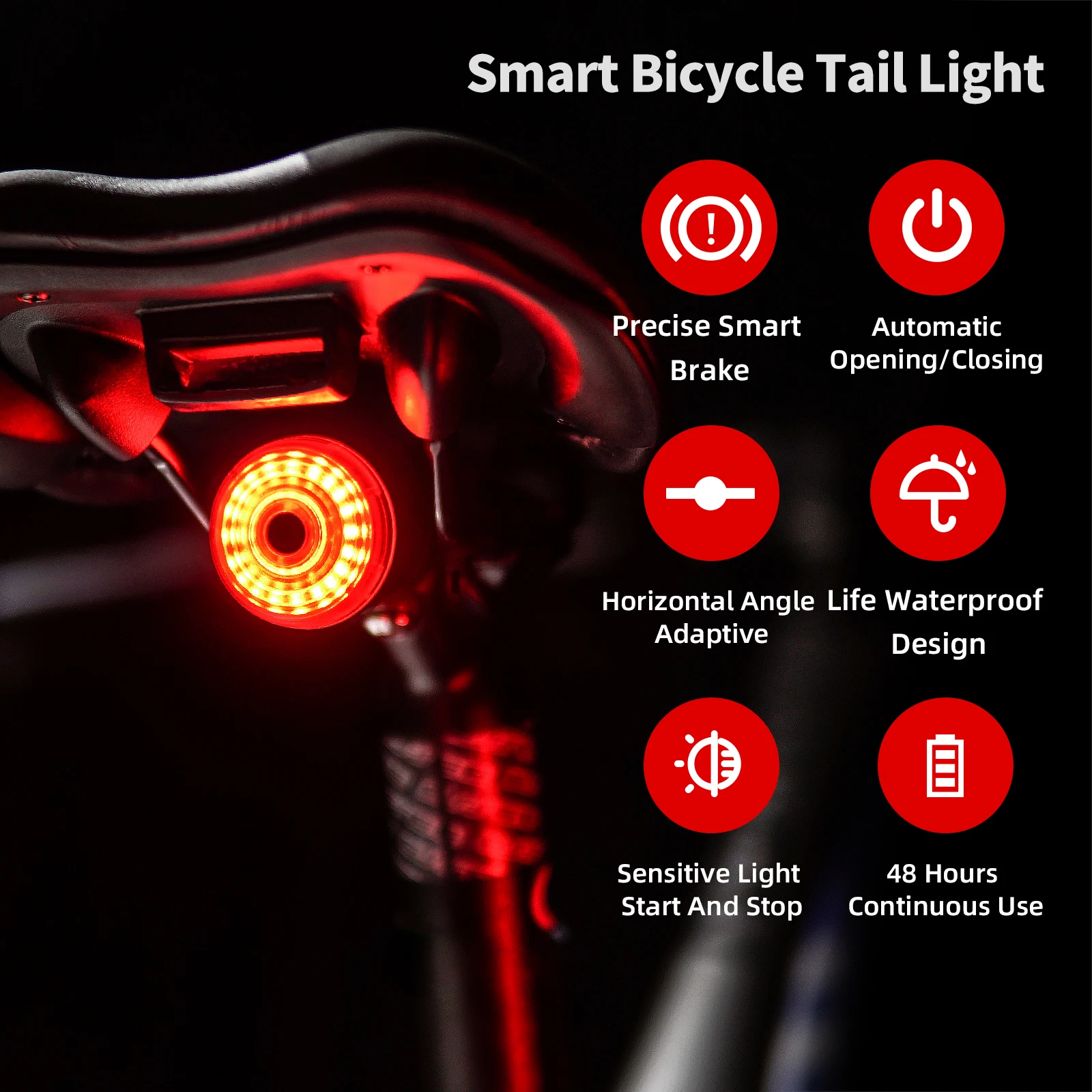 Велосипедный задний фонарь Leadbike, умный задний фсветильник со светодиодным индикатором, зарядка IPX6, Аксессуары для велосипеда