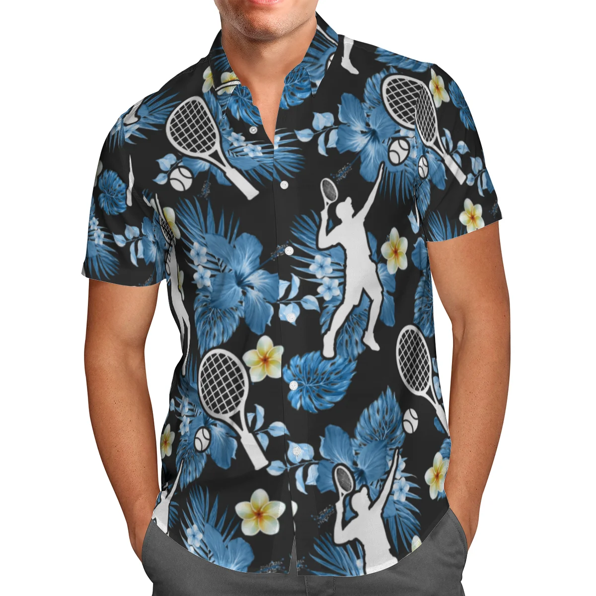 

Теннисная ракетка с цветным 3D-принтом для отдыха, мужская Тонкая Гавайская короткая рубашка, модная уличная одежда унисекс, большие размеры, мужские топы-842