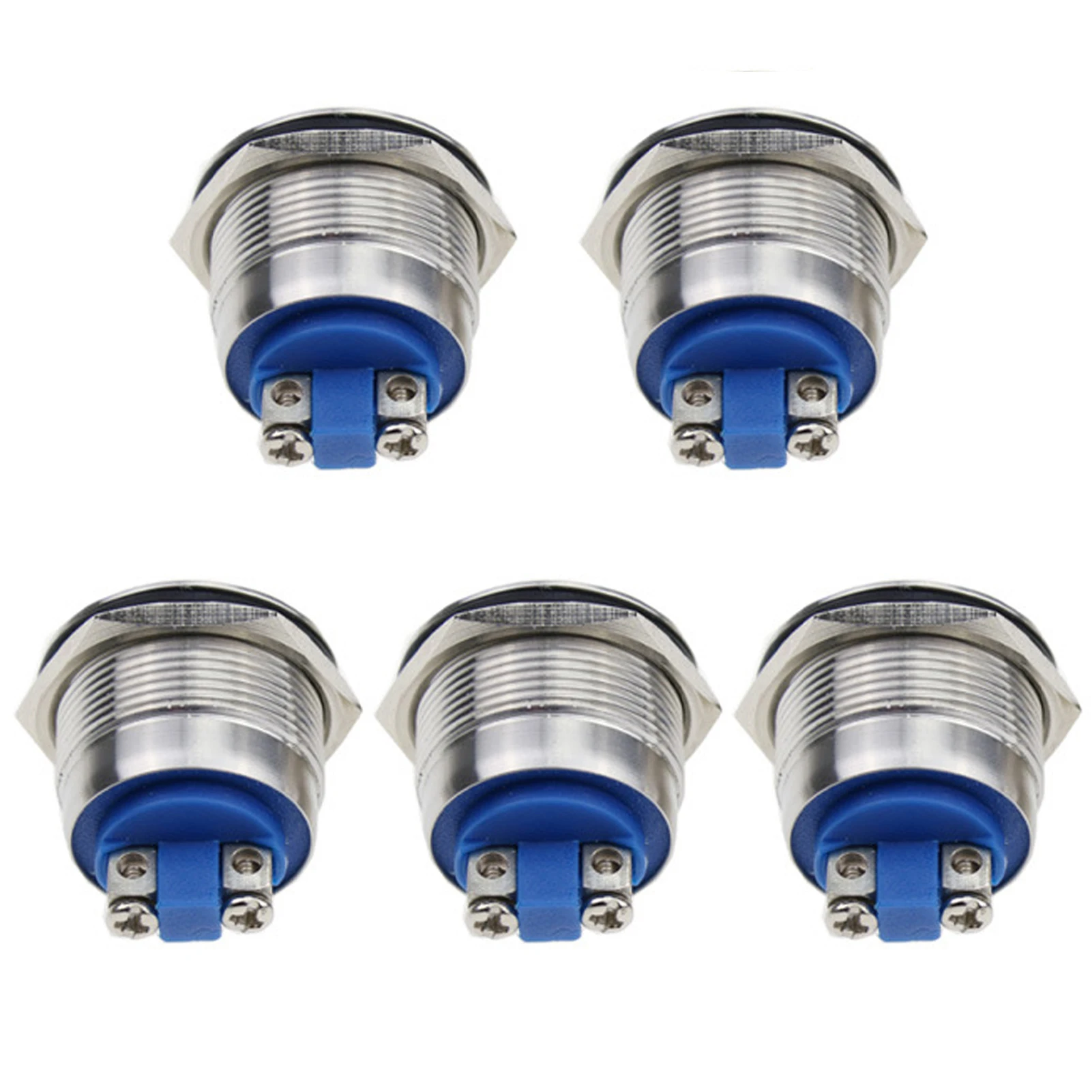 

5pcs 16mm 19mm 22mm Engine Power DIY Momentary Round For Car Boat Self Reset 2 Pin SPST Stainless Steel Push Button Switch