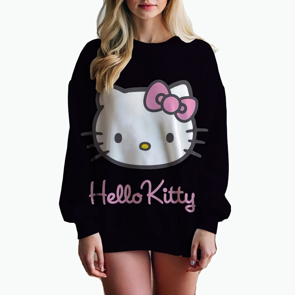 Винтажные пуловеры с круглым вырезом и принтом HELLO KITTY толстовка в стиле