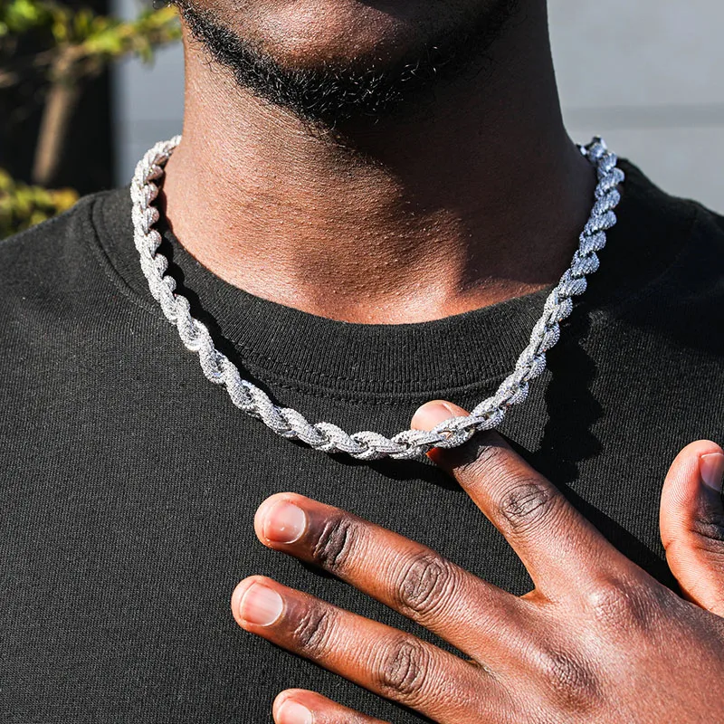 Ожерелье с пряжкой D &amp Z мужское плетеная цепочка 8 мм фианитами в стиле хип-хоп