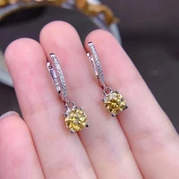 yulem earrings for women 1ctpcs total 2ct yellow moissanite earring with 925 silver d color drop earring for women