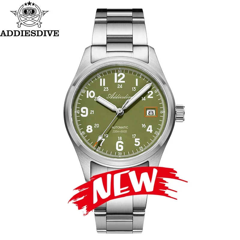 Мужские винтажные часы ADDIESDIVE 20 бар водонепроницаемые 316L нержавеющая сталь