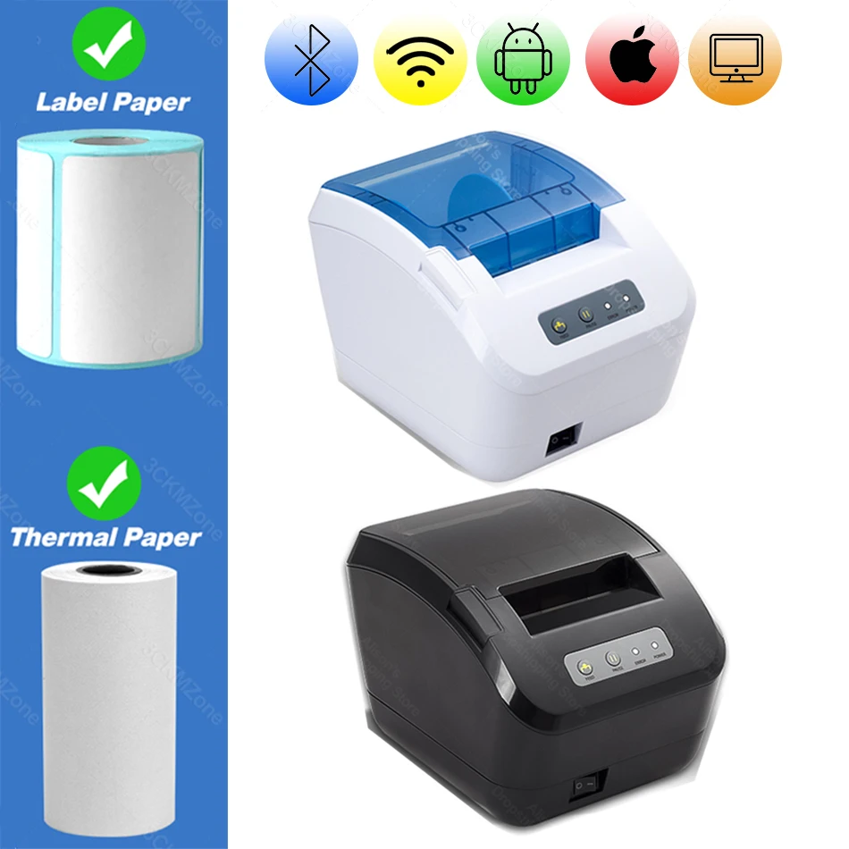

80mm Thermal Printer POS Receipt Bill Label Barcode Stickers 1D 2D Printer with Bluetooth Wifi USB Lan Port Impresora