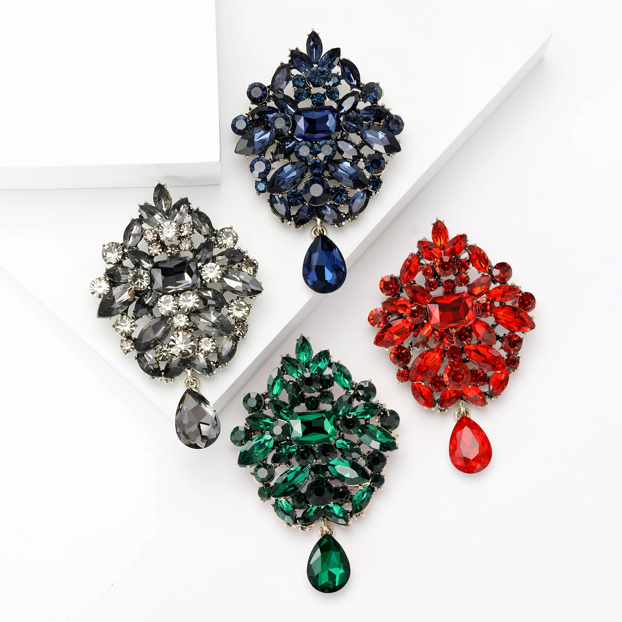 Модные Хрустальные Цветочные Броши Для Женщин Блестящие Заколки Унисекс