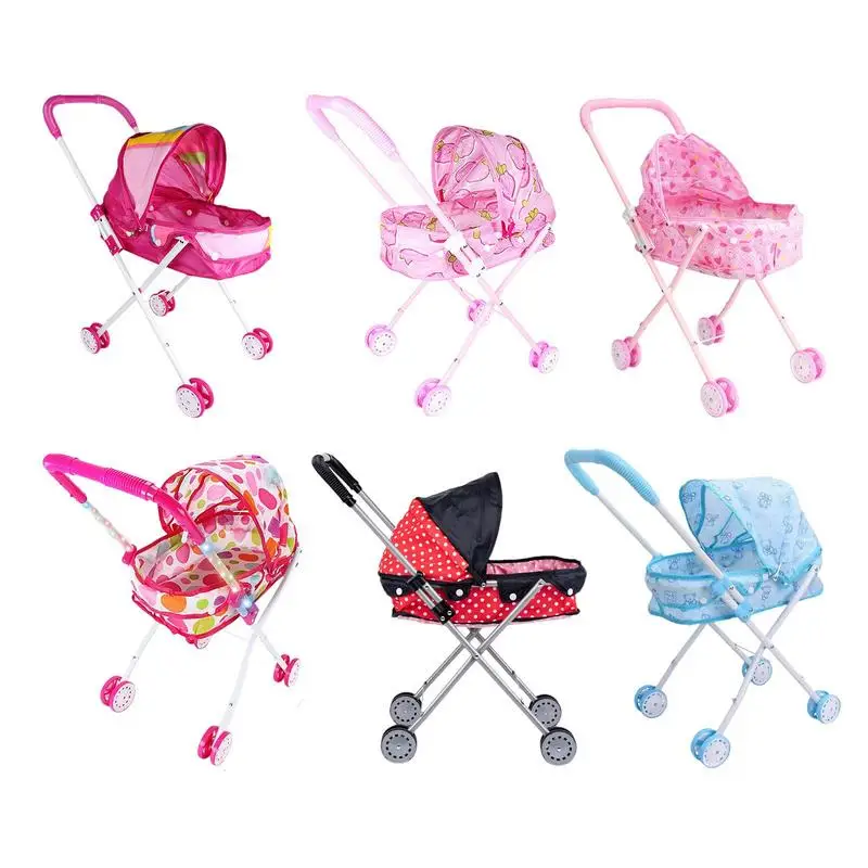 Doll Stroller Lightweight Kids Baby Stroller Steel Pole Fold