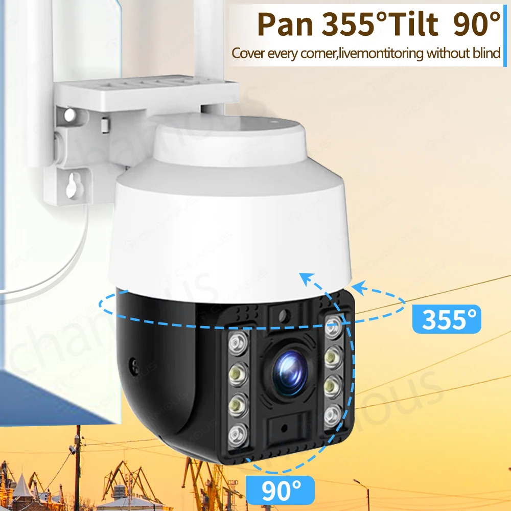 8MP 4K IP Camera Outdoor WiFi 360° Video Surveillance 5MP Security CCTV Cam AI Tracking HD PTZ Onvif iCSee APP Control Protect |