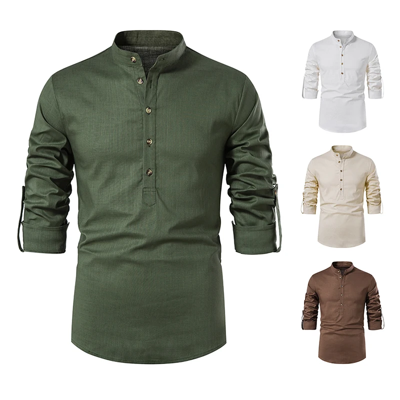 

Shirts Long Sleeve Cotton Shirts Beach Yoga Loose Slim Tops Men's Casual Shirts