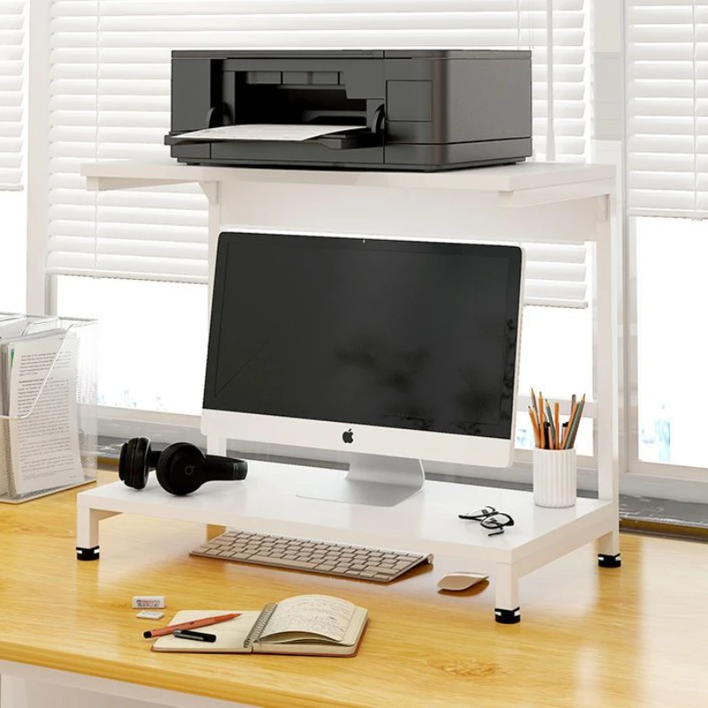 

High-capacity Double-deck Desktop Furniture Organizer Simple Manmade Board Computer Printer Table Stand Shelf for Home Office