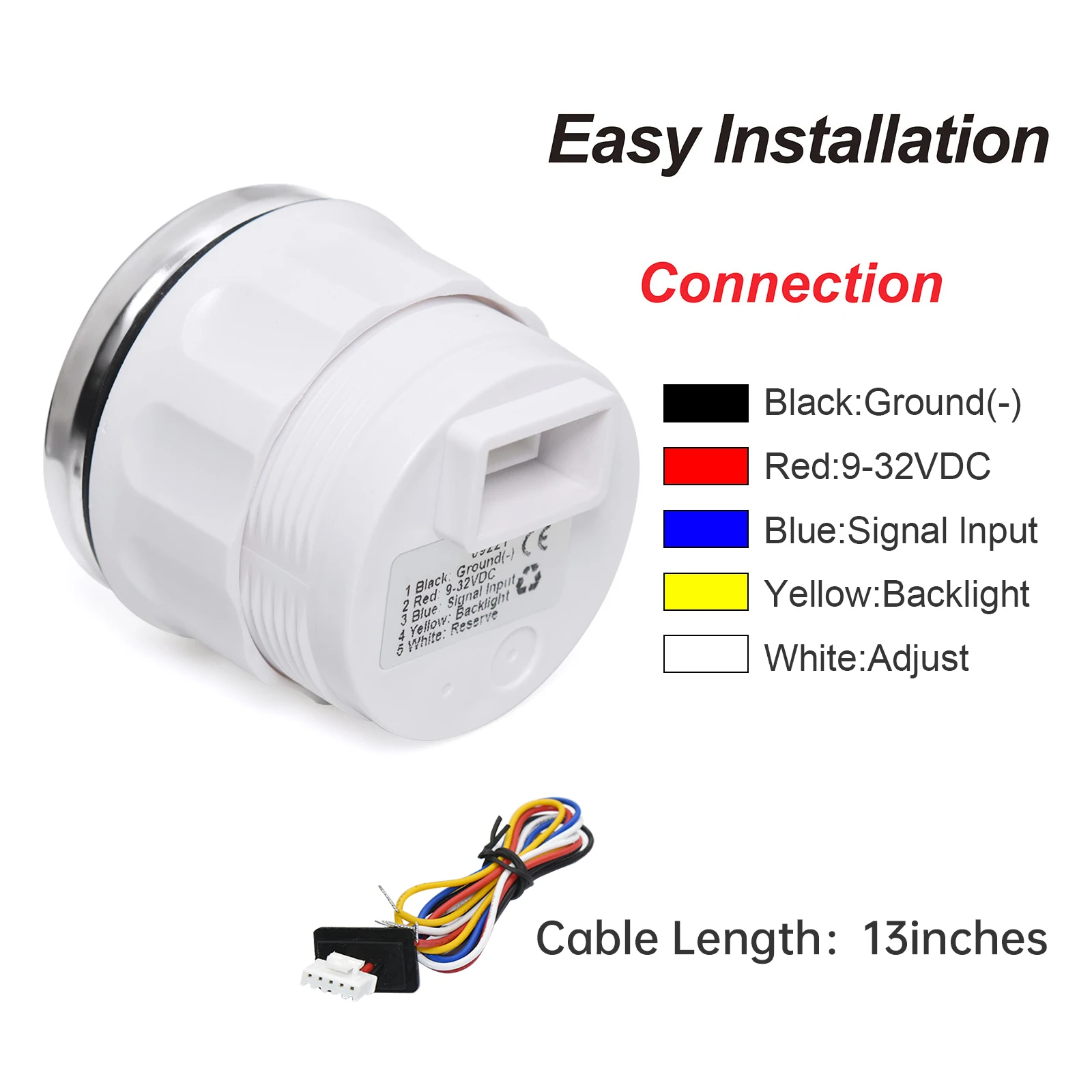 Водонепроницаемый манометр масла 52 мм 5 бар 10 индикатор давления 7 цветов свет для