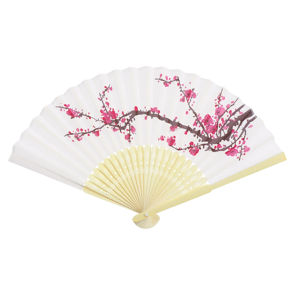 

WINOMO Wooden Folding Hand Fan Classic Plum Blossom Pattern Collapsible Handheld Fan