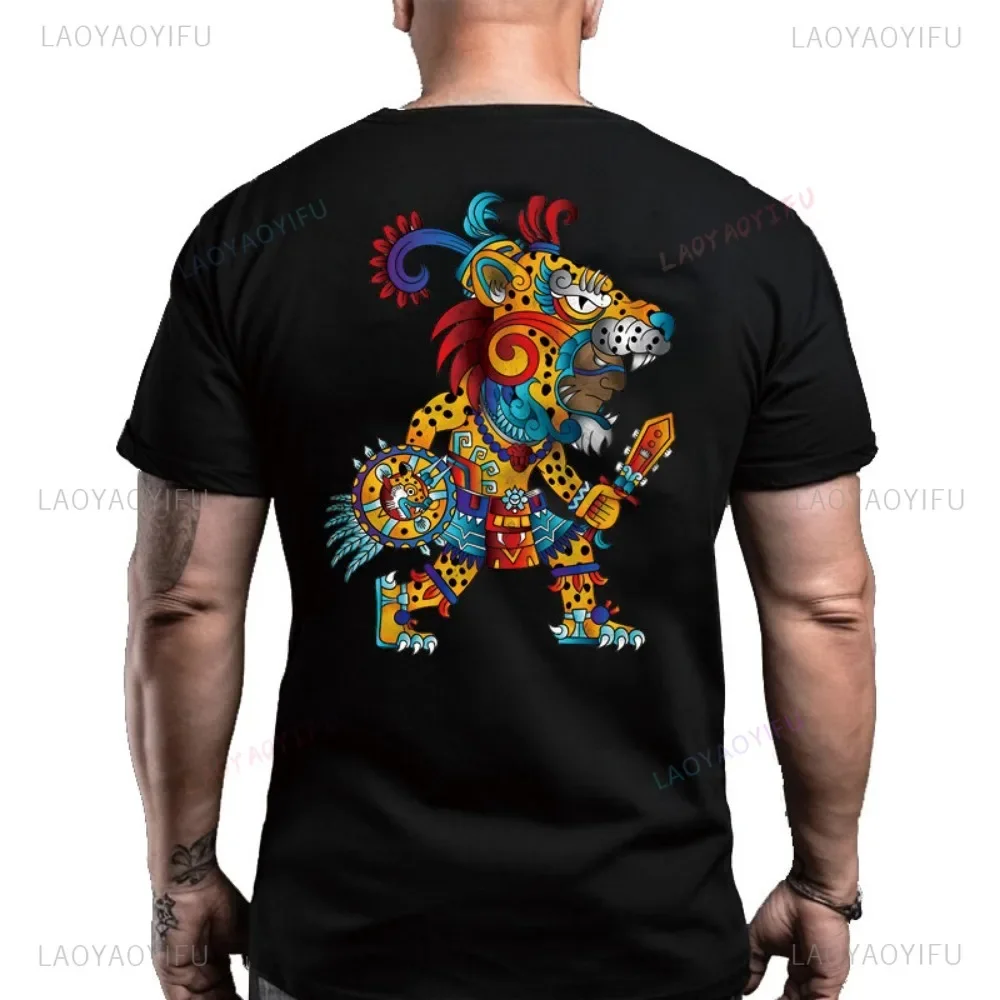 Фото Мужская хлопковая футболка Mictlantecutli God of Death с принтом на спине. Футболка Heritage Lord of The Mictlan, ацтекские топы №5