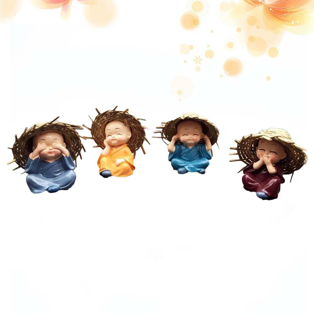 

Pack of 4 Hat Monk Car Dashboard Ornaments Tabletop Decorations for Bedroom Restaurant Living Room Office