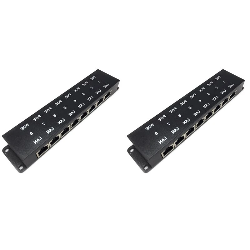 Фото ABRI-2X POE-8 Пассивный 8-портовый PoE-инжектор 100 Мбит/с, блок питания Ethernet для IP-камер, беспроводных точек доступа, устройств PoE 24В/48В №1