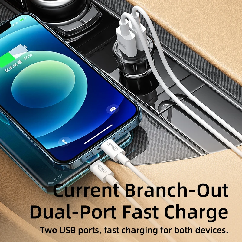 Автомобильное зарядное устройство Remax а с двумя USB-портами и прикуривателем