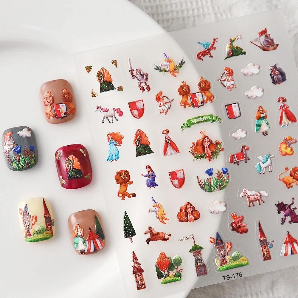 Животные Королевство 5D наклейки для ногтей имитация ленты